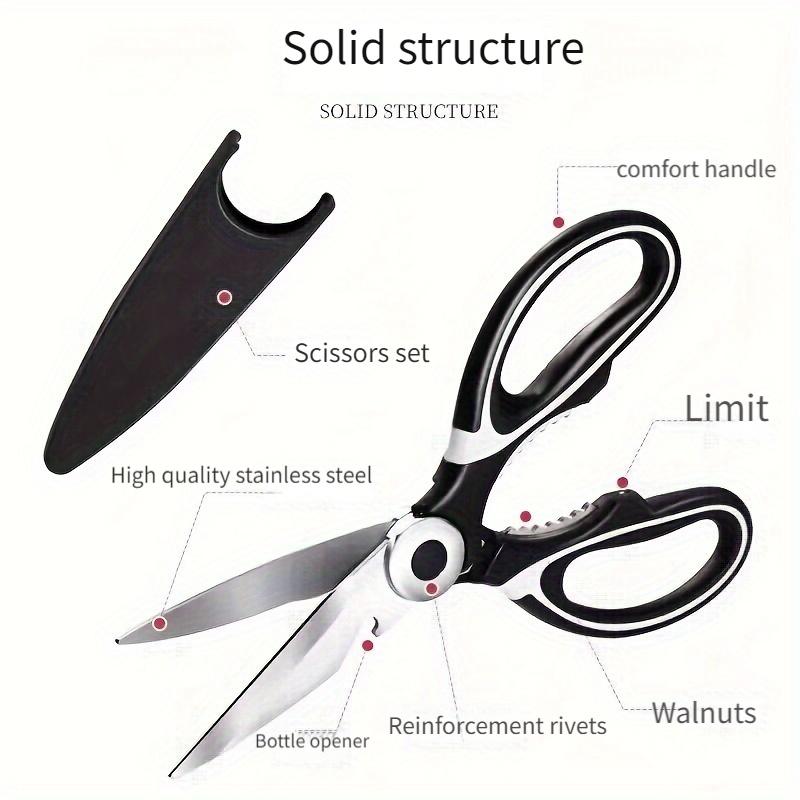 Durable Stainless Steel Kitchen Scissors, 64 Multi-functional Food Scissors for Holiday Gifts
