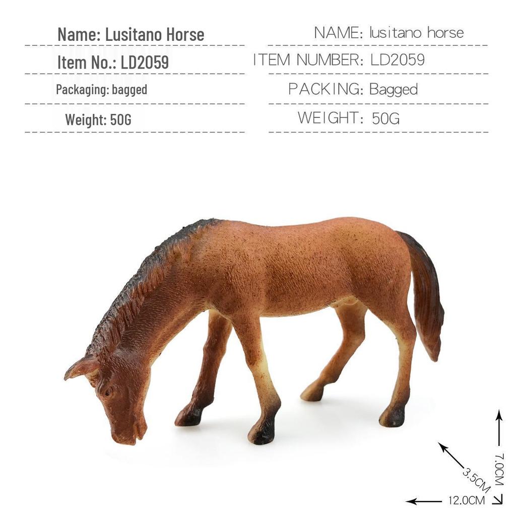 Black Stallion Foal Simulation Animal Model - Wild Horse Cognitive Toy Ornament for Children