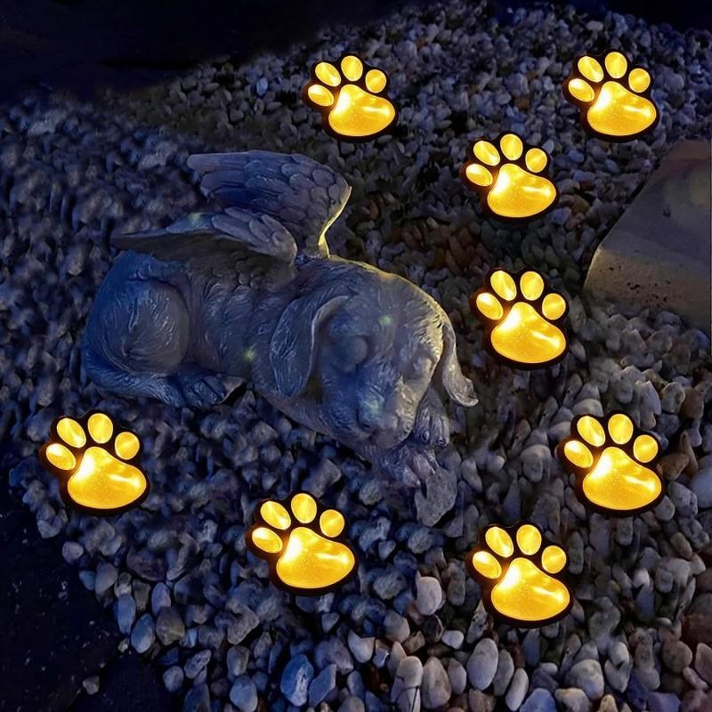 Paw Shaped Solar Garden Lights With Waterproof Led Outdoor Landscape Decor For Nighttime Illumination