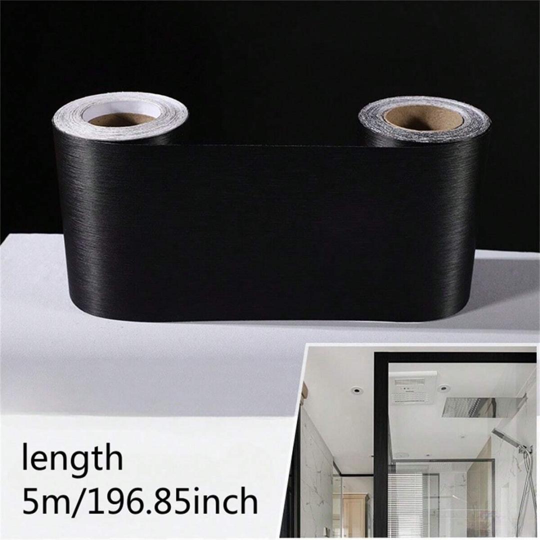 

1Roll 10cmx5m Metal Brushed Waterproof Skirting Line Sticker - Self-Adhesive PVC Wall Trim for Door & Window Frames- Easy to I чёрный