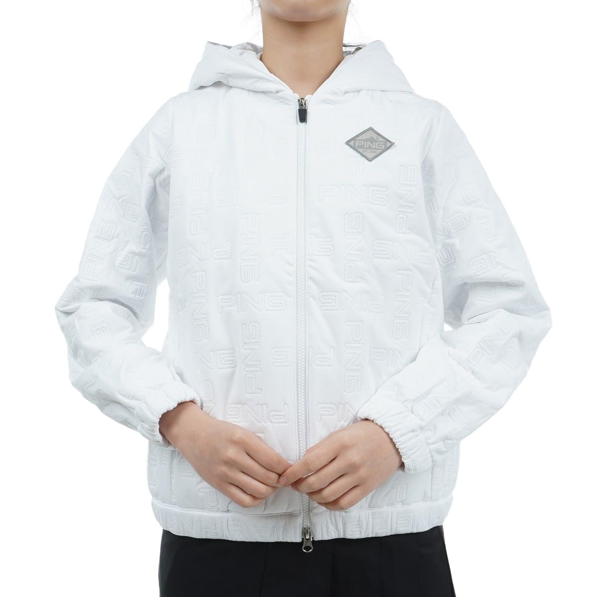 

padded blouson windproof and Golf S [Pin Apparel] Women s full-zip (monogram pattern, warm) / / 622-3220002 030_White