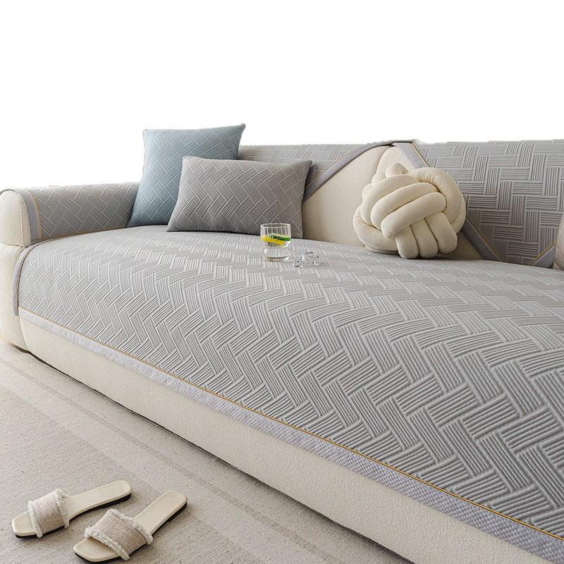 Cool Ice Silk Sofa Cushion Summer  New Non-Slip Sofa Cover Light Luxury High-End Mat Cushion Cover