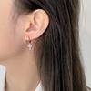 Dylam Jewelry Dainty S925 Silver 5A Cubic Zirconia Tiny Religious Cross Pendant Hoop Earrings for Women Daily Wear Jewel