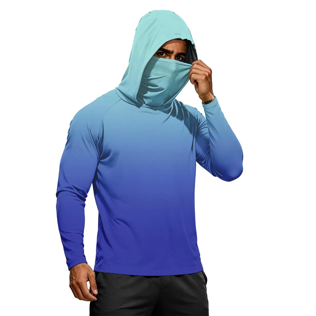 Herren Sommer Langarm Hoodie UPF50+ Sonnenschutz Schnelltrocknend Fitness Sportshirt Leicht Atmungsaktiv Outdoor Activewear