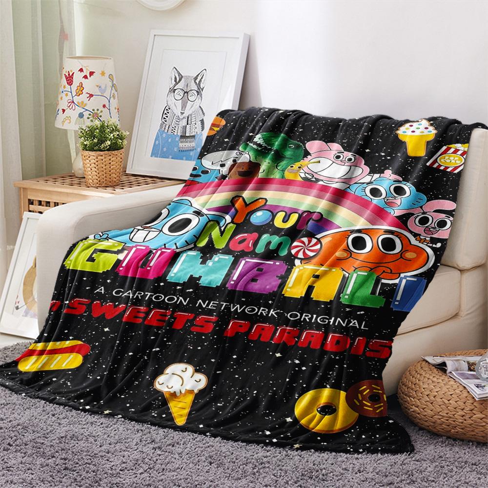 1PC Cartoon Characters Collage Custom Name Patterned Flannel Blanket Suitable For All Seasons For Home Decor Warmth And Comfort Gifts Holiday Present
