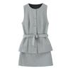Kaslead New Women Clothes Western Style Two-piece Set Effect Crepe Short Dress 8831543