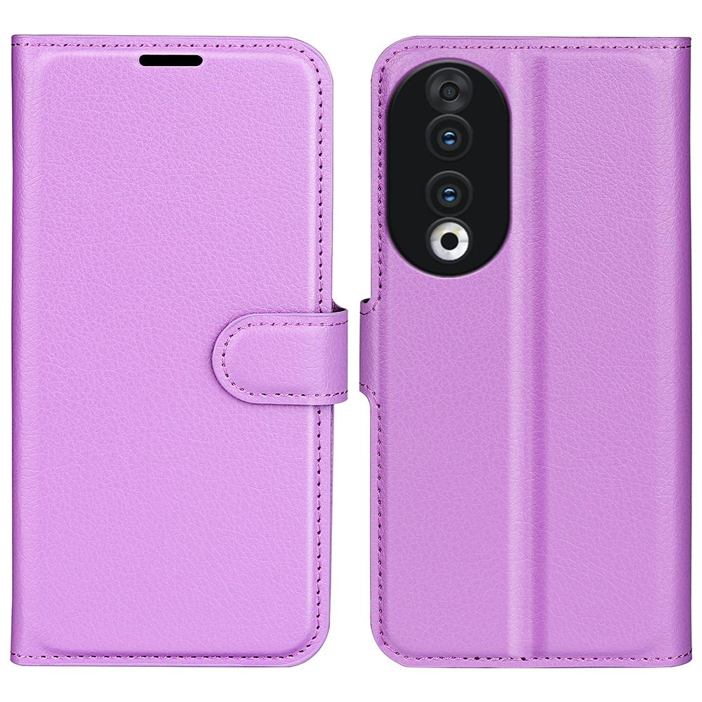 

For Honor 90 Wallet Litchi Texture Shell Phone Cover Stand Mobile Phone PU Leather Case Purple