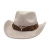 Ethnic Style Western Cowboy Hat Stage Jazz Hat Brown Ox Head Suede Top Hat