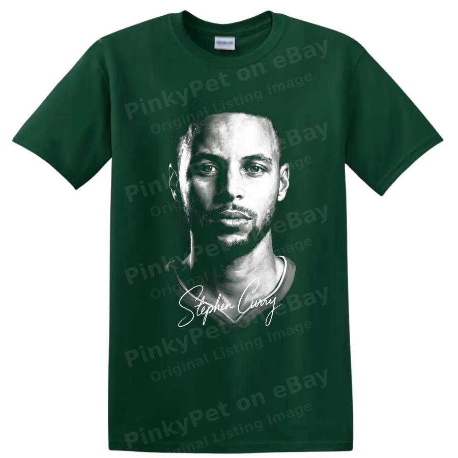 T-shirt Ritratto Giocatore di Basket Stephen Curry Bianco Nero Grafica Maglietta per Fan