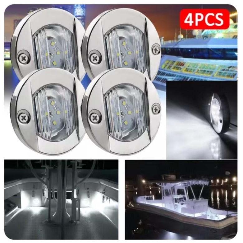 1-4pcs Blue+White Marine Boat LED Deck Courtesy Lights Waterproof Stern Transom Lamp