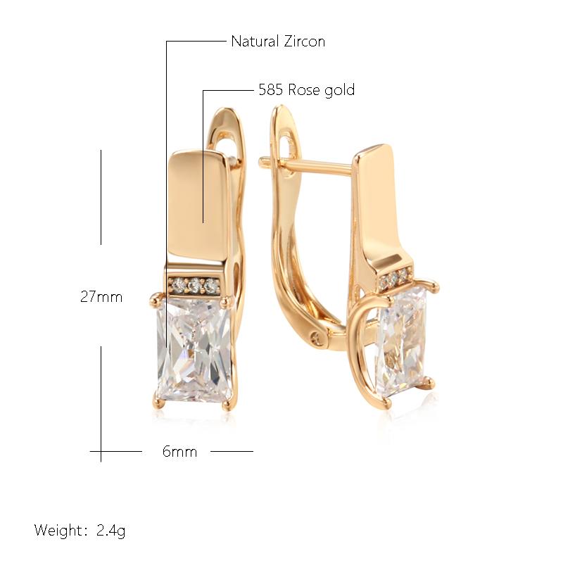 Kienl  Square Natural Zircon Drop Earring For Women  Rose Gold Color Wedding Accessories High Quality Daily Fine Jewelry