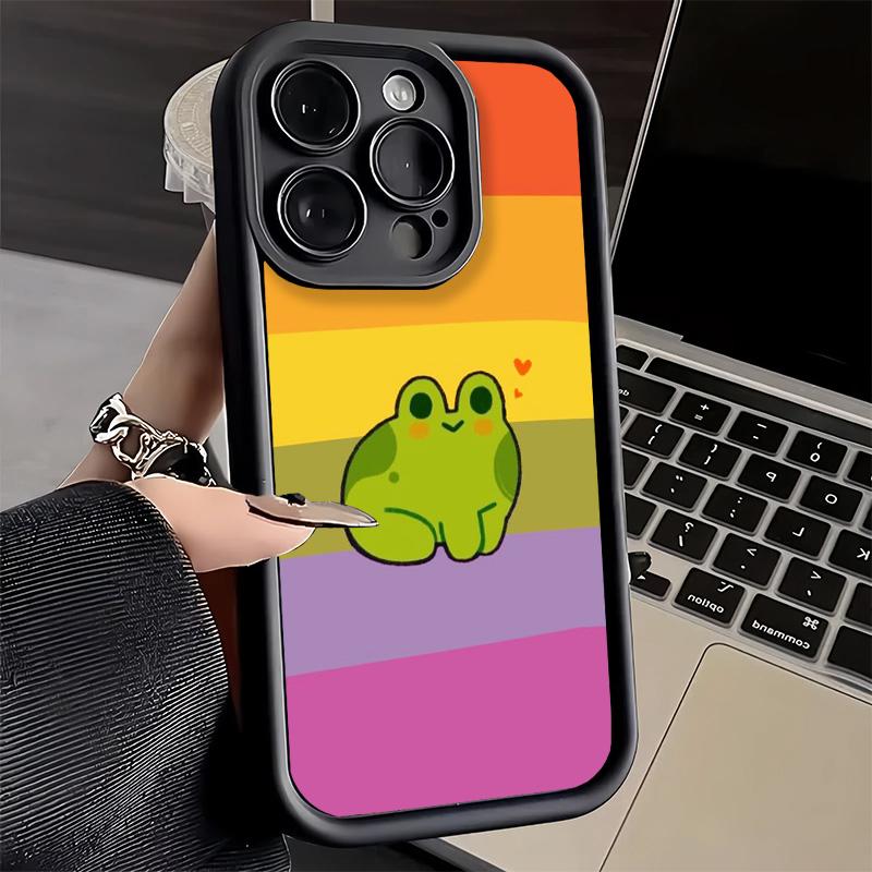 Phone Case for iPhone 17 Air 16E 15 16 Pro Max Cute Cartoon Frog Cover 14 Plus 13 12 Mini Soft Shell Silicone Fundas