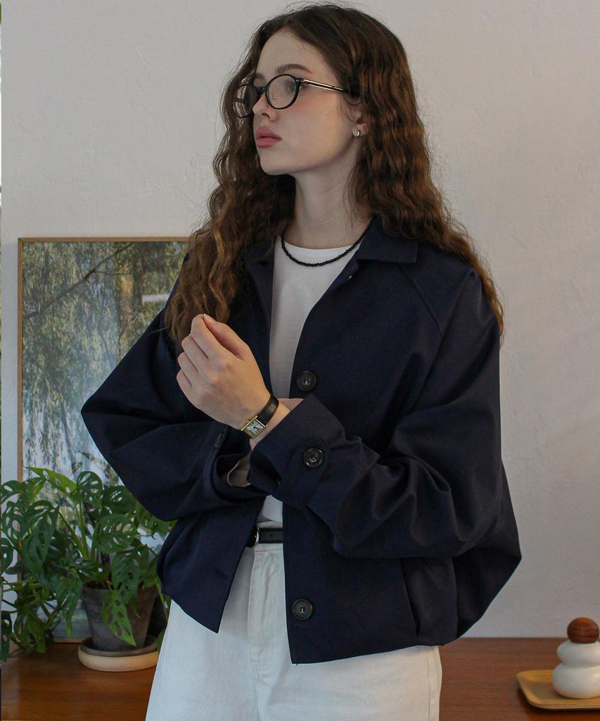 Claff Short Trench Blouson_ Navy