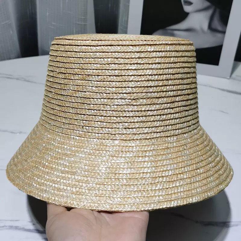 Mode K-Pop Natürlicher Strohhalm Feine Nadel Luxus Eimerhut Für Damen Neuer Sommer Sonnenschutz Fischerhut Korea Designer Beckenhut