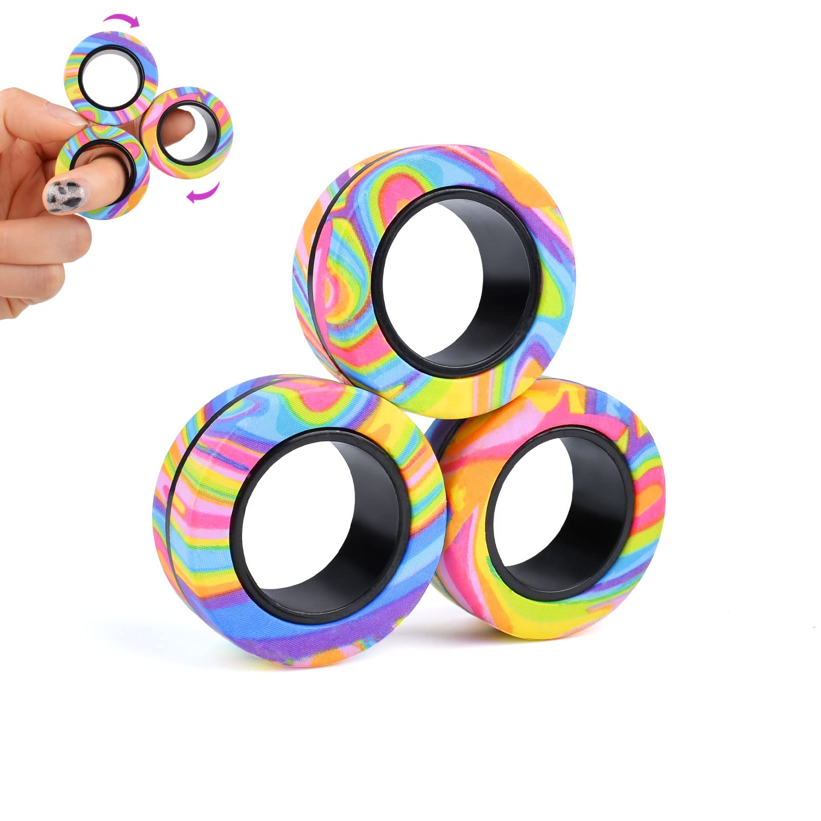 

Magnetic 3Pcs Finger Rings Fidget Spinner Toys Relief Stress Toys For Adults Teens Easter Small Gifts For Kids Adults Children s Birthday Gift Holiday