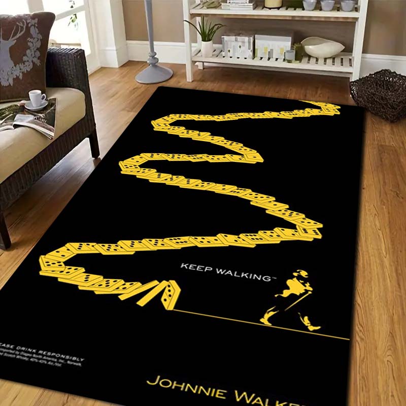 J Johnnie W Walker Whisky Carpet and Rug Modern Bar Living Room Bedroom Large Area Soft Carpet Study Porch Bedside Non Slip Mat