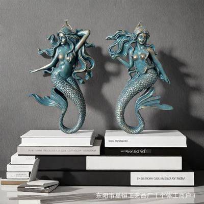 New Product Creative Nautical Bohemian Ocean Mermaid Art Statue Decorative Resin Wall Hanging, Pendant
