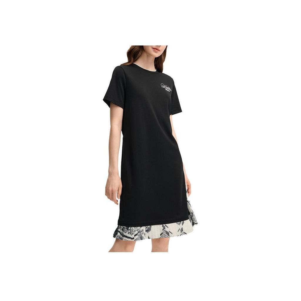 Fila X M.C. ESCHER Heritage SS25 Casual Pullover Crew Neck Comfortable Short Sleeve Dress Women Dresses Black F11W538307F-BK