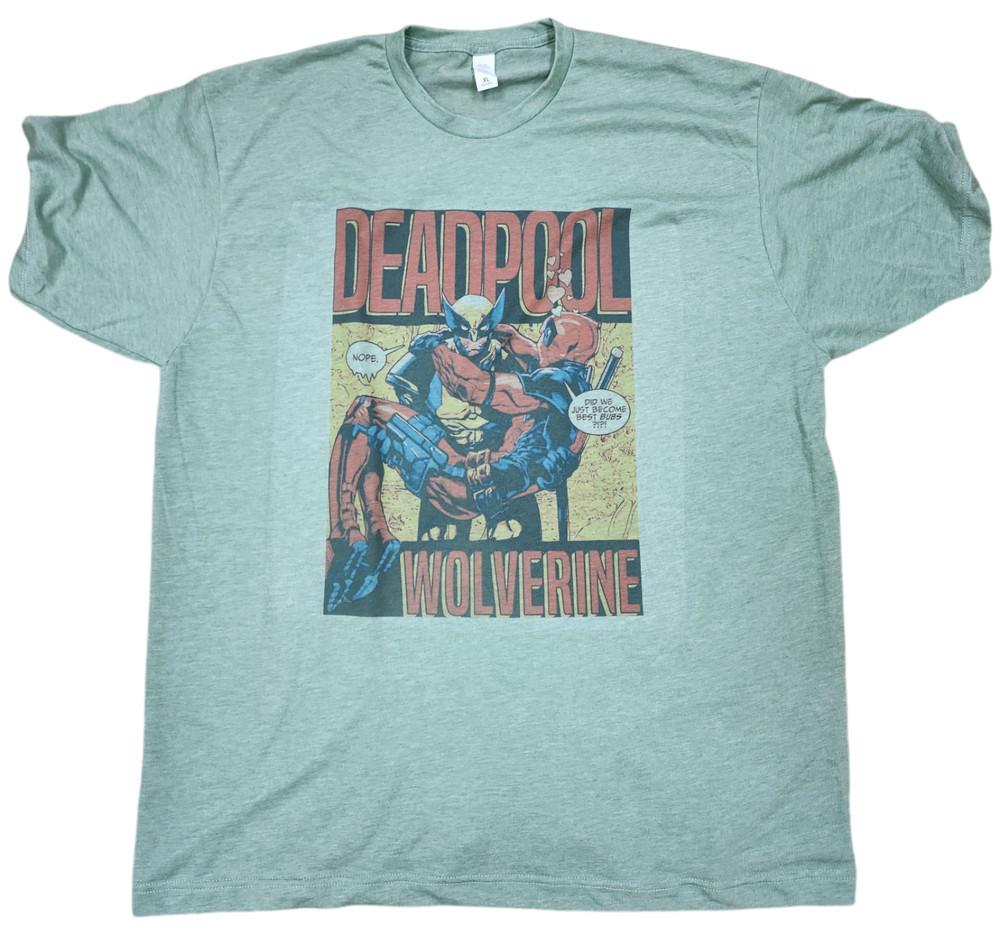 Deadpool amp Wolverine Holding Hands T Shirt Men039s Vintage green color Unisex T-Shirt S