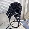 New handmade hollow knitted wool hat women's spring and autumn thin breathable face small ethnic style fringed pullover hat