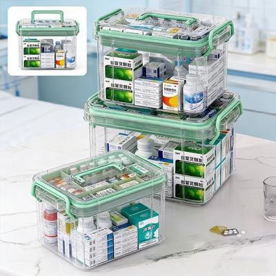 Multifunctional Home Medical Box Double Layer Medicine Chest Portable Emergency Drug Storage Case Family First Aid Kit