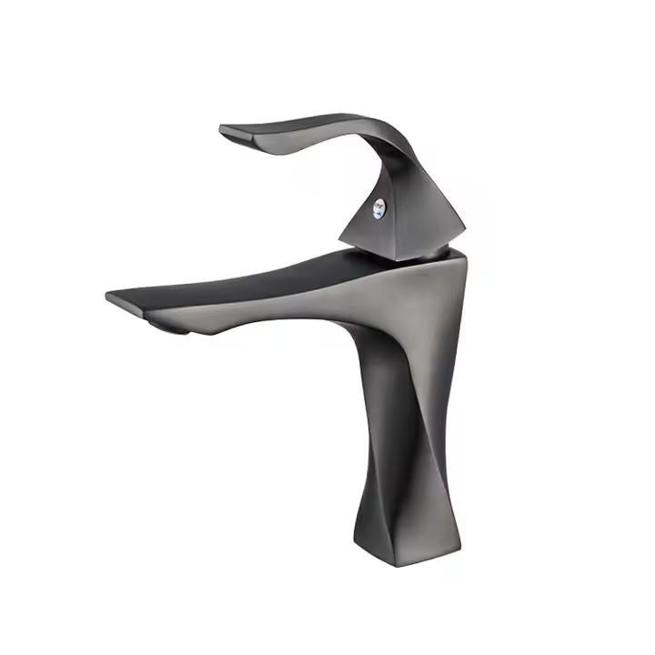 New Bathroom Basin Faucet Deck Mounted Black Chrome Gold Luxury Sink Tap Single Hole Water Tap Hot and Cold Basin Mixer Brushed