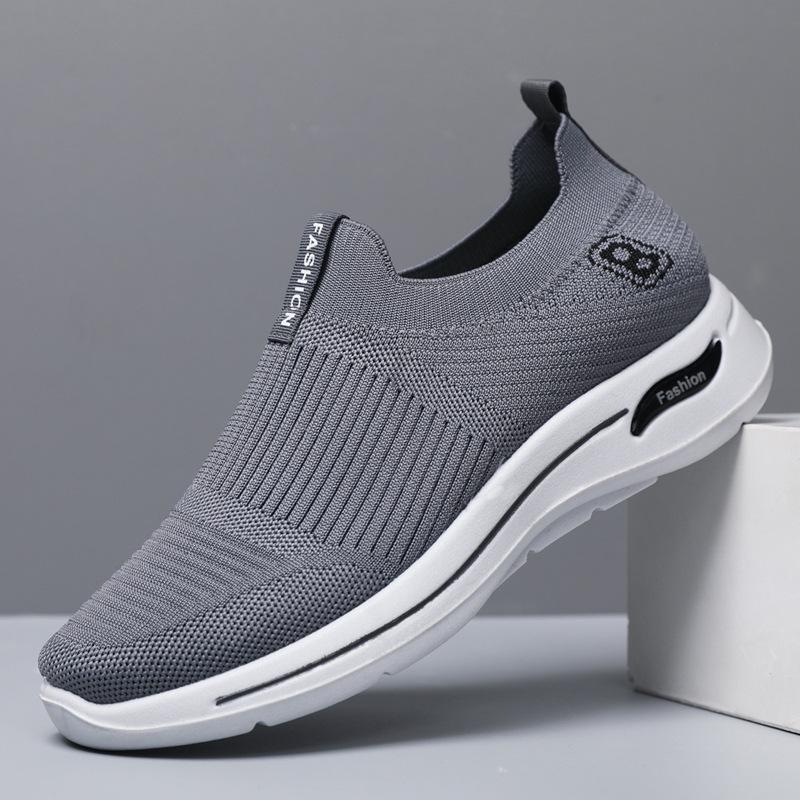 

New men s one-pedal polyurethane walking soft-soled casual shoes mesh shoes large size men s shoes 45 серый