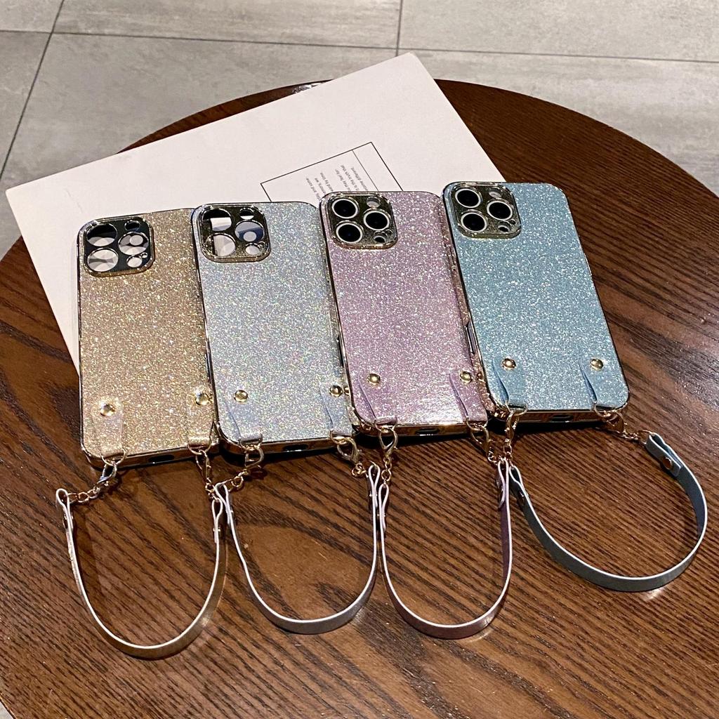 Premium Electroplated Glitter Full-Coverage iPhone 17 Case with Lanyard & Apple 15 Anti-Drop Protection