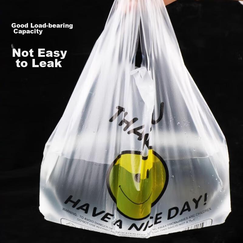 Jianaishenghuo Plastic Bags, Vest Bags, Smiley Face Bags, 20*32cm*200 Pieces, Supermarket Food Shopping Bags, Convenient Packaging Bags