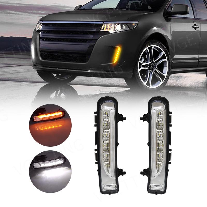 DRL Für Ford Edge Everest 2011 2012 2013 2014 LED Tagfahrlicht Auto Nebel Lampe Weiß Gelb Blinker Auto zubehör