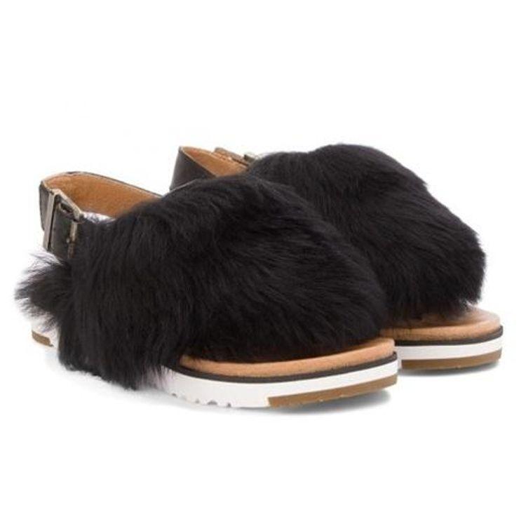UGG Sandali a ciabatta comodi e casual con suola in gomma, silenziosi e ad asciugatura rapida, calzature da donna, neri 1019870-BLK