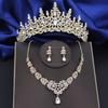 Crystal Bridal Jewelry Sets Women Tiaras Earrings Choker Necklace Wedding Dress Bride Crown Jewelry Set Costume Accessory