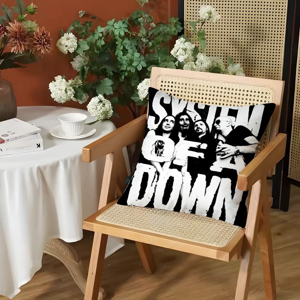 Hot Rock Band S-System Of A Down Pillow Case Anti-dustmite Pillow Invisible zipper silky short plush Sofa cushion cover