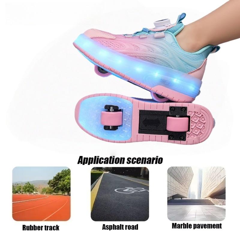 Cross-Border Supply Children's Roller Skates Adults Inline Skate Shoes Men Women's Retractable Glowing Shoes For Ice Skating