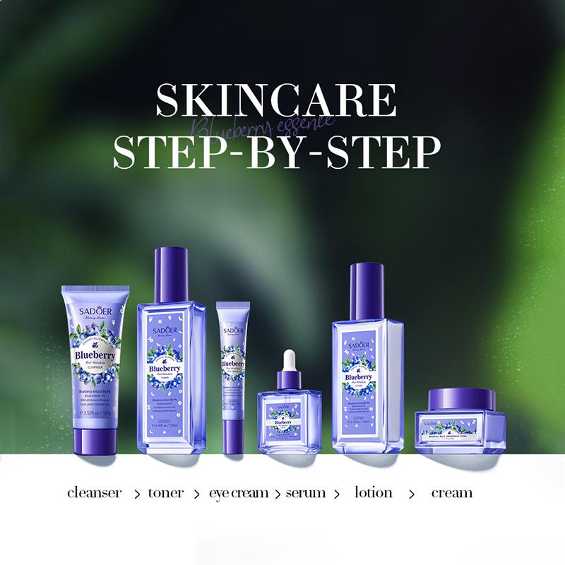 Luxury Blueberry Hyaluronic Acid Essence Moisturizing 6-piece Anti-Wrinkle Repair Whitening Freckle Removing Skin Care Set