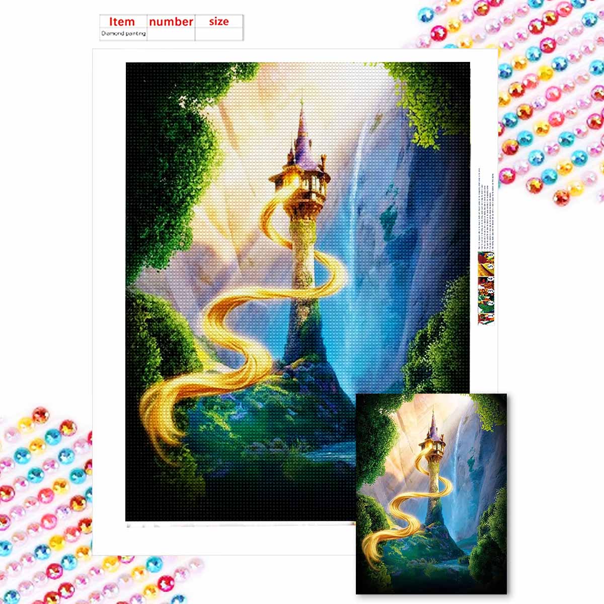 

5D Алмазная мозаика Сделай сам Принцесса в замке Полная выкладка Стразы Мозаичная вышивка Изделия ручной работы Домашний декор Подарок Round 20x30cm
