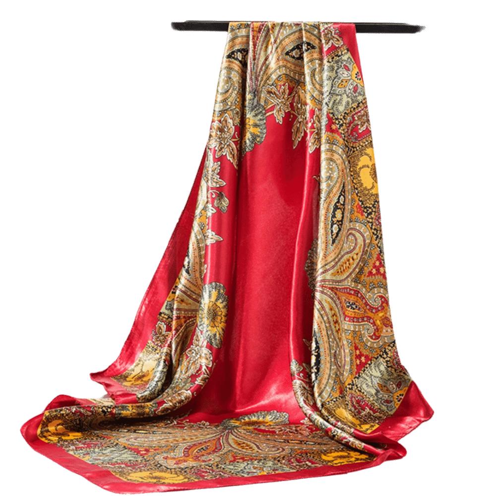 Soft Satin Scarf Hijab Floral Print Head Scarf Fashionable Square Silk Scarf  Daily
