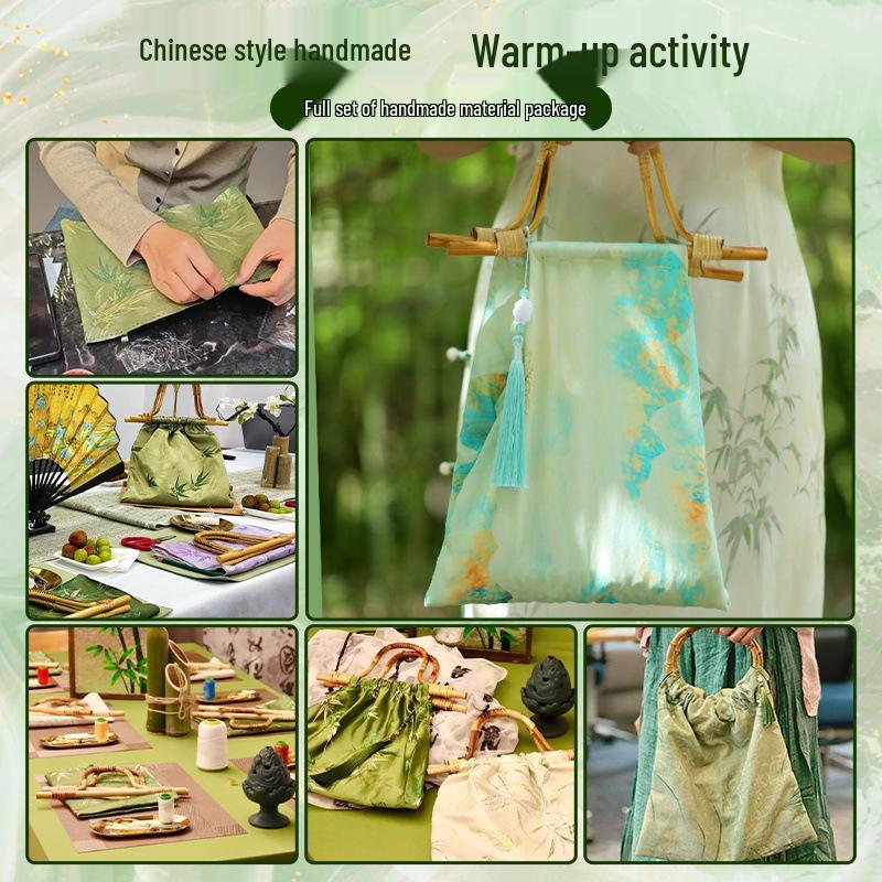 Bamboo Knot DIY Bag Kit - New Chinese Style Cotton Cheongsam Bag for Team Building & Salon Activities