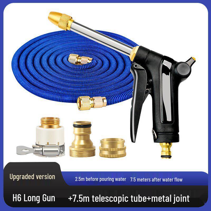 

All-Metal Retractable Water Hose: Rubber Coated, for Watering, Rinsing, Car Washing with High-Pressure Spray Gun