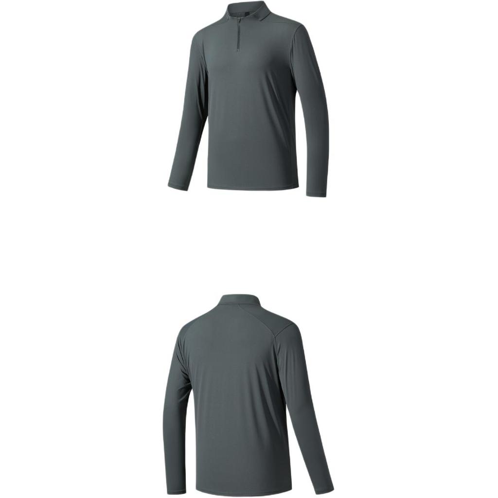 Anta Champion All-Weather Series Solid Color Stand Collar Comfortable Moisture-Wicking Versatile Long Sleeve T-Shirt Men Tops Basic-Black 152520401-3