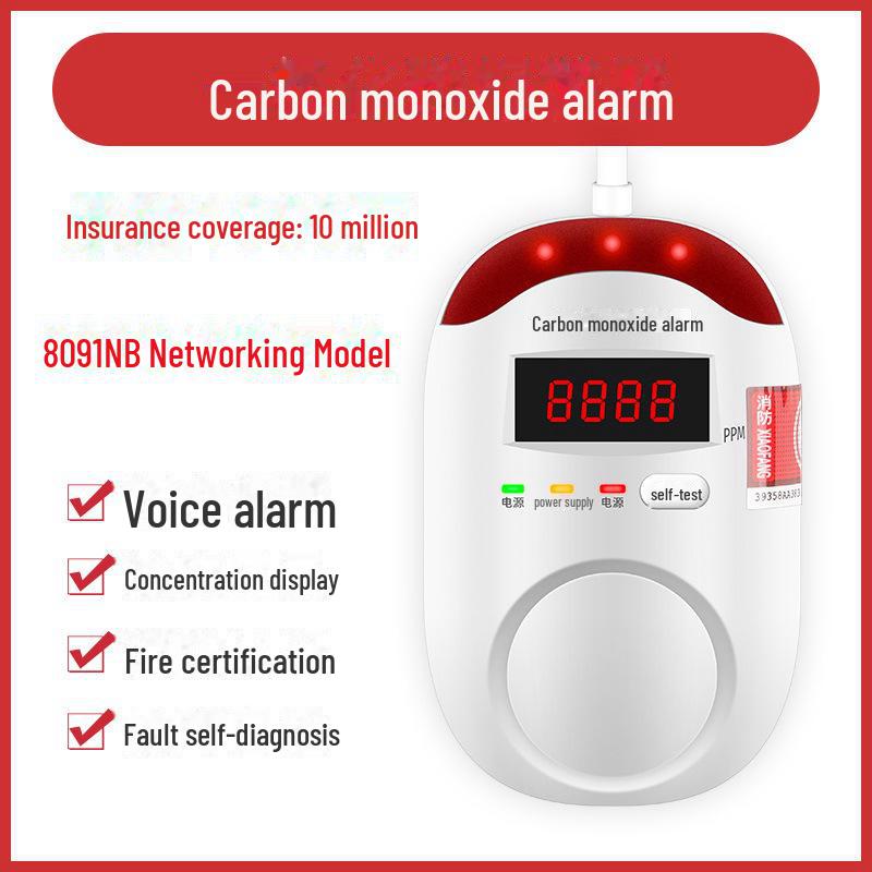 Zasilany bateryjnie wewnętrzny detektor tlenku węgla i gazu