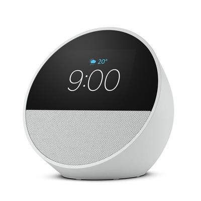 Ekkoflekk (2024) - Smart vekkerklokke med Alexa, Levende lyd | Isbrehvit