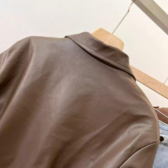 Giacca da motociclista in pelle PU chic e alla moda - Capispalla autunnale corto per donna