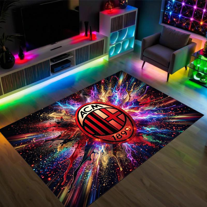 Tapis Velours Cristal Design AC Milan Confortable Non?Tapis imprimé antidérapant pour chambre, salon, entrée