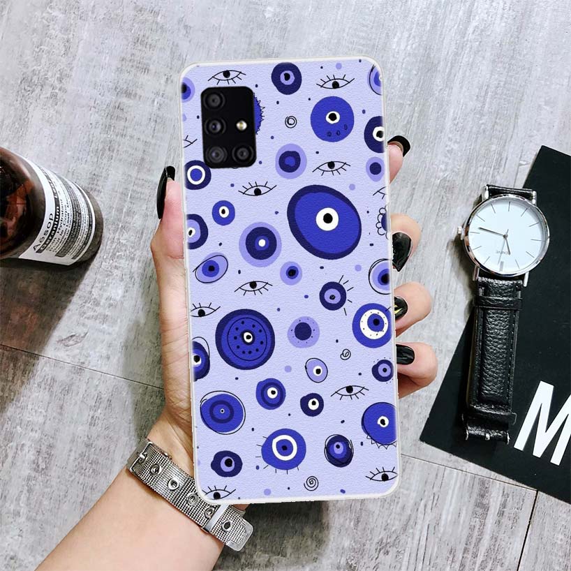 Lucky Blue Evil Eye Phone Case For Samsung Galaxy A14 A15 A13 A12 A54 A55 A53 A52 A04S A24 A25 A23 A22 A34 A35 A33 A32 A03S A02S