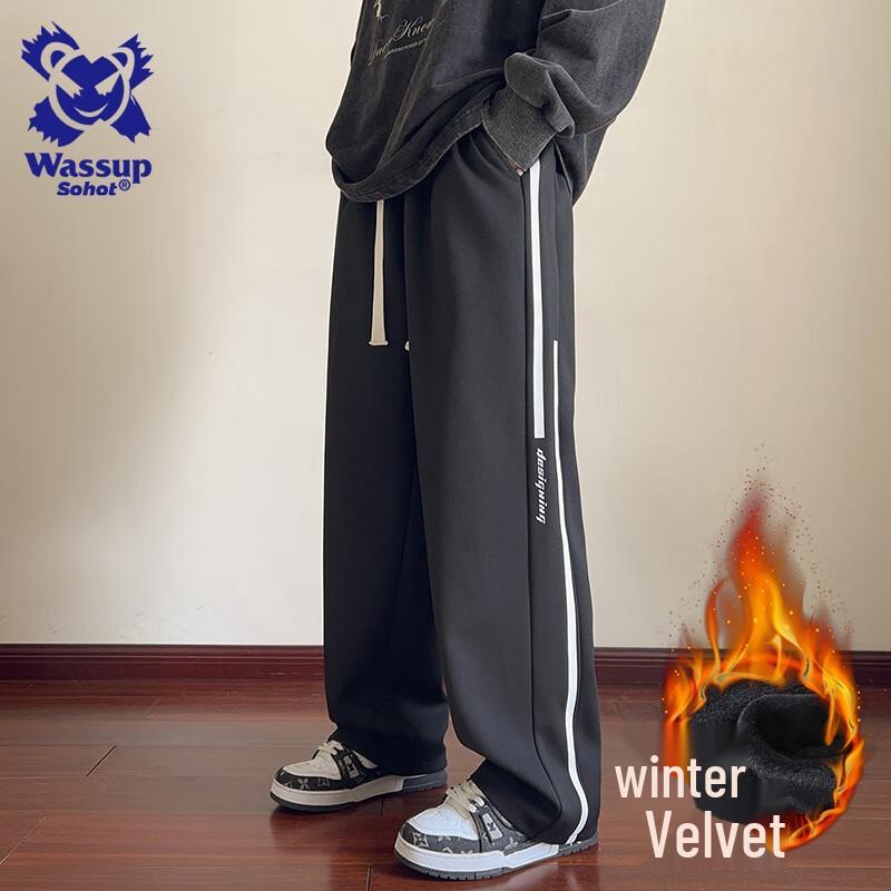 Wassup Sohot Men's American Retro Straight-Leg Casual Pants