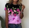 Women's Plus Size Short Sleeve T-shirt 3D Flower Print Fashion Summer Tops Tees For Women Clothes