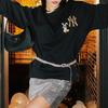 MLB Sweatshirts Unisex Black Crew Neck Moderate Regular 3AMTQ0131-50BKS