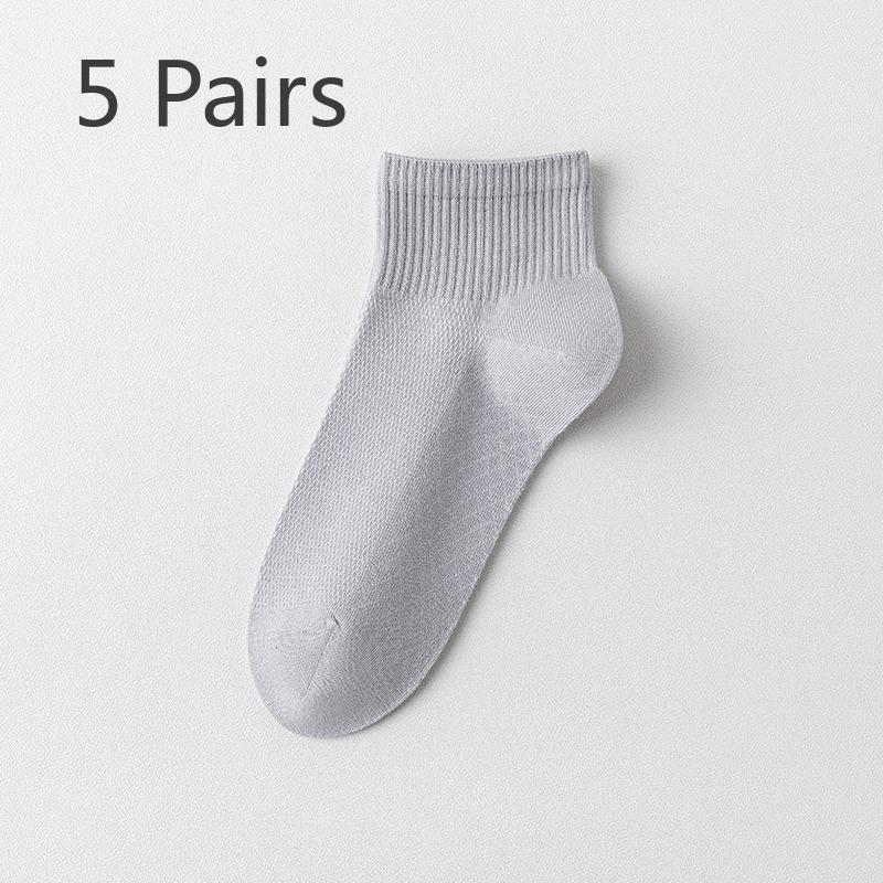 5 Pairs of Men's Summer Thin Cotton Antiodor 7a Antibacterial Student Sports Socks
