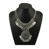 Women's Boho Ethnic Vintage Double Chain Coin Flower Statement Necklace Jewelry